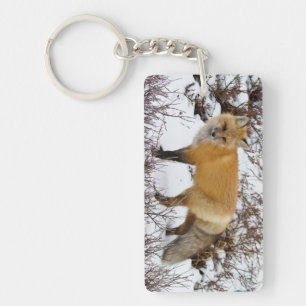 Porte-clefs Renard roux dans la neige en hiver