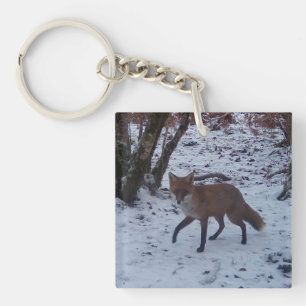 Porte-clefs Renard roux hivernal faune sauvage artistique pays
