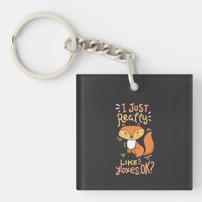 Porte-clefs Renards - J'aime vraiment beaucoup les renards Ok (Devant)