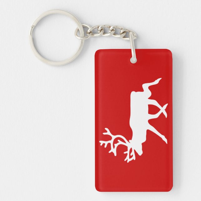 Porte-clefs Rennes blanches / Silhouette caribou (Devant)