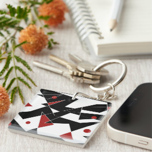 Porte-clefs Repérer les boules rouges anneau de clé acrylique