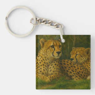 Porte-clefs Repose de Cheetah Duo dans le cadre de la forêt