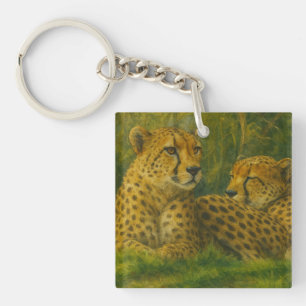Porte-clefs Repose de Cheetah Duo dans le cadre de la forêt