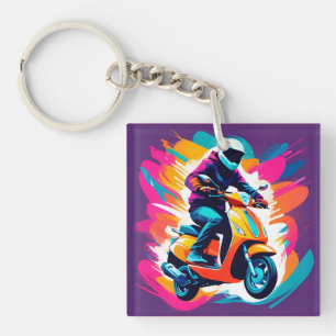 Porte-clefs Représentation artistique colorée d'une personne à