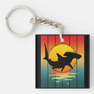 Porte-clefs Requin Marteau Coucher de Soleil Vintage