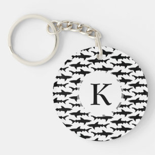 Porte-clefs Requins - motif noir et blanc élégant de requin