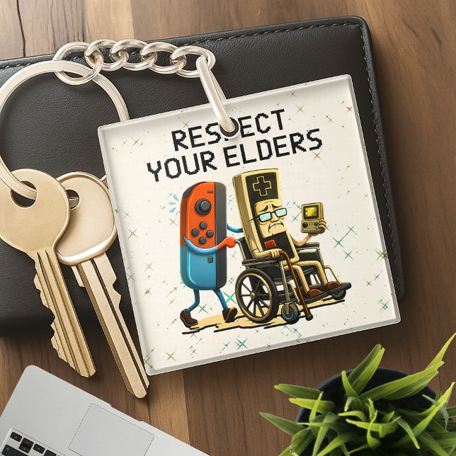Porte-clefs Respect Your Elders Gaming Control Retro Funny (Créateur téléchargé)
