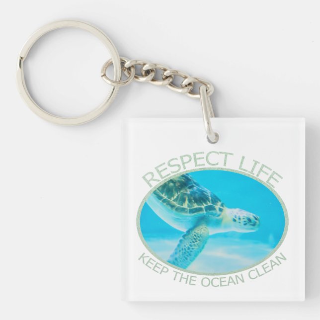 Porte-clefs Respecter la vie, garder l'océan propre (Devant)