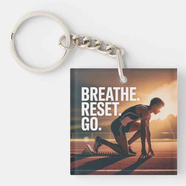 Porte-clefs Respirez. Réinitialisez. Allez. (Devant)
