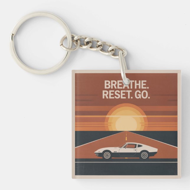 Porte-clefs Respirez. Réinitialisez. Allez (Devant)