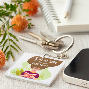 Porte-clefs Restez à la maison, lisez plus de livres, amateur 