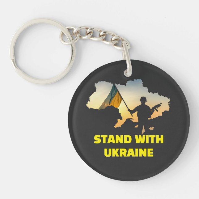 Porte-clefs Restez avec l'Ukraine - Soutien & Solidarité (Devant)