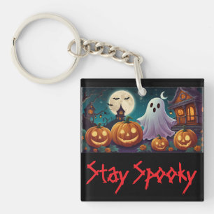 Porte-clefs Restez Éffrayants, Fantômes d'Halloween et Citroui