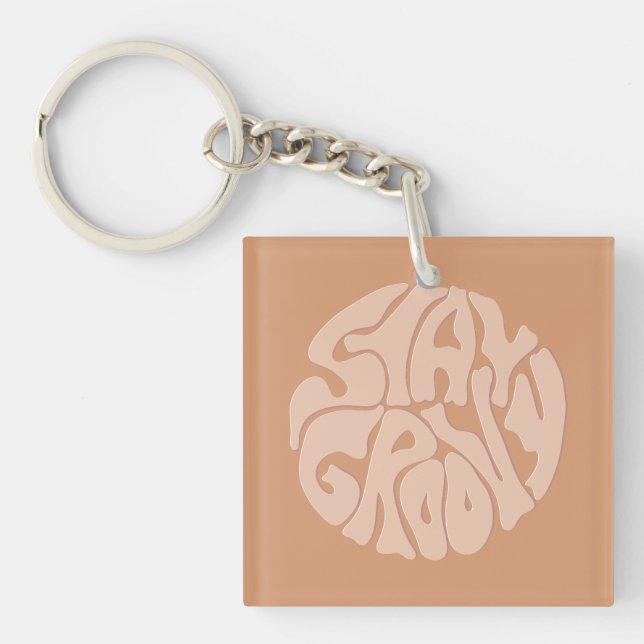Porte-clefs Restez Super Retro Beige (Devant)