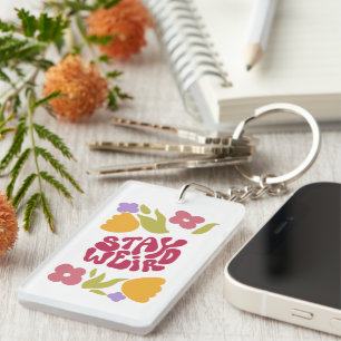 Porte-clefs Restez un Porte - clé en acrylique floral bizarre