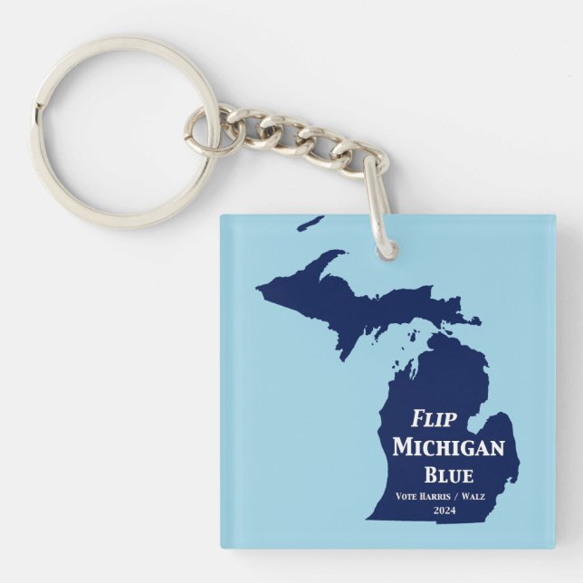 Porte-clefs Retourner Michigan Blue en 2024 (Devant)