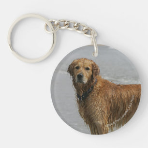 Porte-clefs Retreiver d'or en mer