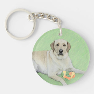 Porte-clefs Retriever du Labrador jaune et balles de tennis Pe