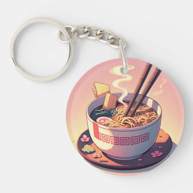 Porte-clefs Retro 90s Anime Ramen Noodle Art esthétique (Devant)