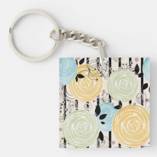 Porte-clefs Rétro, abstract flowers