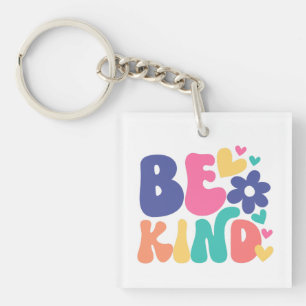 Porte-clefs Rétro Boho Sois Gentil – Cœur de Fleur Groovy Col