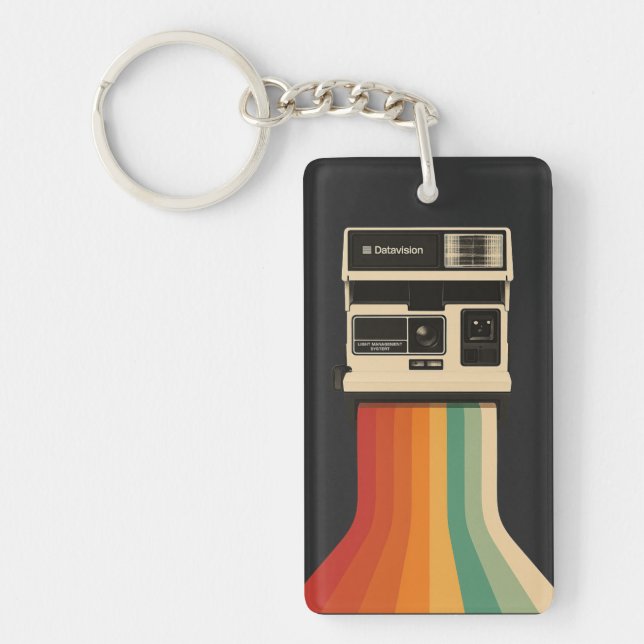 Porte-clefs Retro Camera with Rainbow Print (Devant)