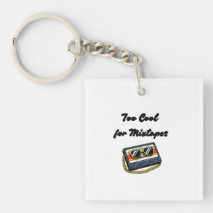 Porte-clefs Retro Cassette Tape with Gold Chain and Sunglasses