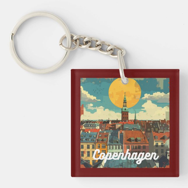 Porte-clefs Retro Copenhagen Skyline (Devant)