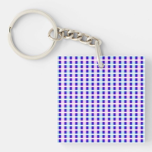 Porte-clefs rétro électrique rayé bleu & violet (Devant)
