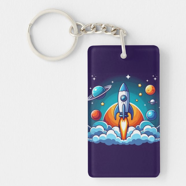 Porte-clefs Retro, fusée spatiale (Devant)