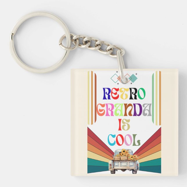Porte-clefs Retro Grand-père est Cool (Devant)