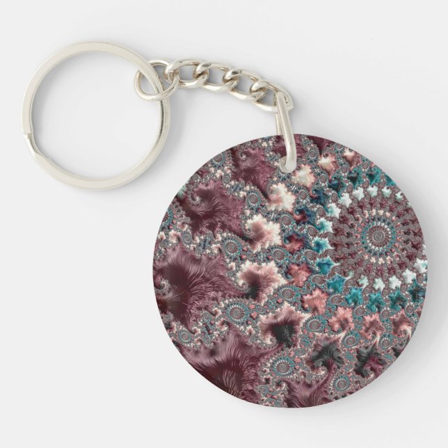 Porte-clefs Rétro Groovy Éclectique Bohémien Spirale Fractale (Devant)