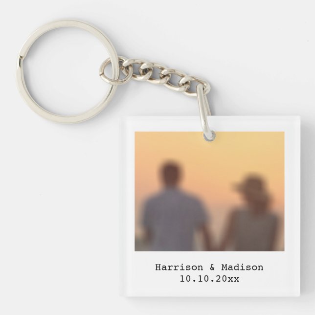 Porte-clefs Retro instant photo names date custom (Devant)