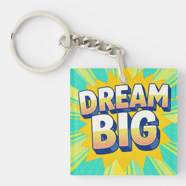 Porte-clefs Retro lettering dream big text (Devant)