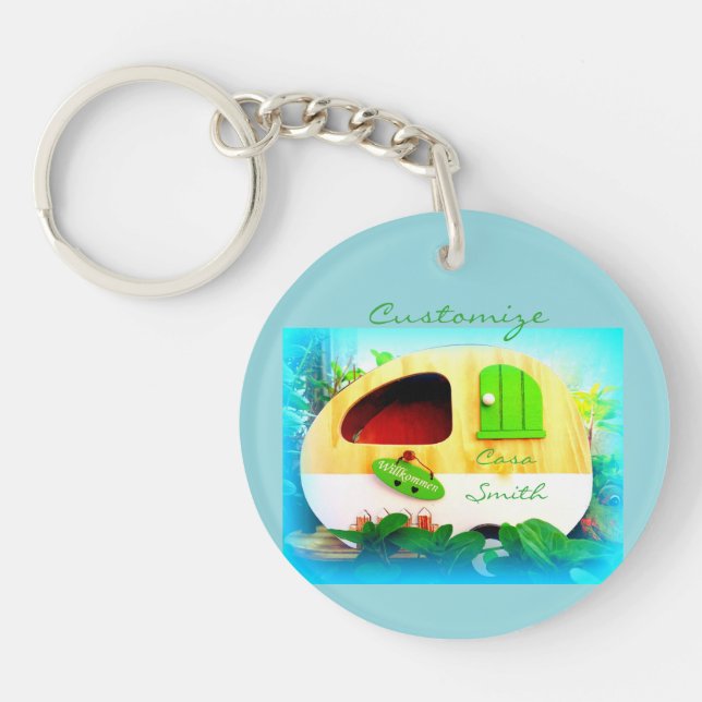 Porte-clefs Rétro maison customisée de campeur (Devant)