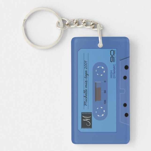 Porte-clefs Rétro mélange-bande bleue personnalisée de (Devant)