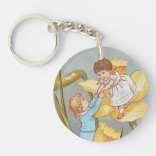 Porte-clefs Rétro Mignon Douce Saint-Valentin, enfants et jonq