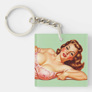 Porte-clefs Retro Old School Pin-up girl Art