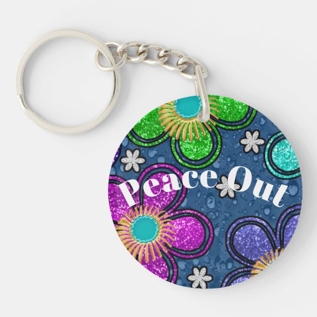 Porte-clefs Retro Peace Out Hippie Style Motif d'alimentation  (Devant)