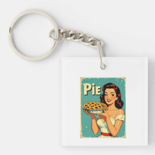 Porte-clefs Retro Pie Lady – Vintage Baking Poster Illustratio