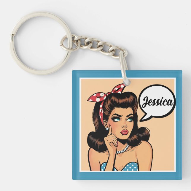 Porte-clefs Retro Pinup_ Mon Cher (Devant)