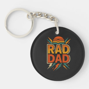 Porte-clefs Retro Rad Papa - Vintage Sunset Lightning Bolt Des