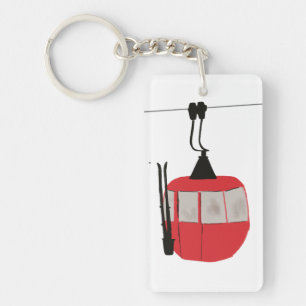 Porte-clefs Retro Red Ski Gondola Lift Personnalisé