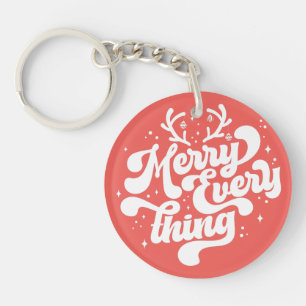 Porte-clefs Retro Red White Merry tout Joyeux Noël
