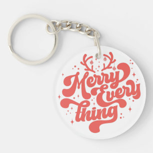 Porte-clefs Retro Red White Merry tout Joyeux Noël