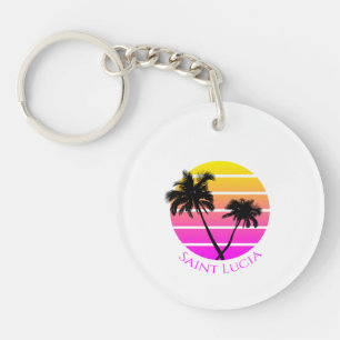 Porte-clefs Rétro Sainte-Lucie de palmiers de plage