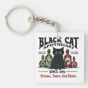 Porte-clefs Rétro Scary Chat noir Apothecary Wicca