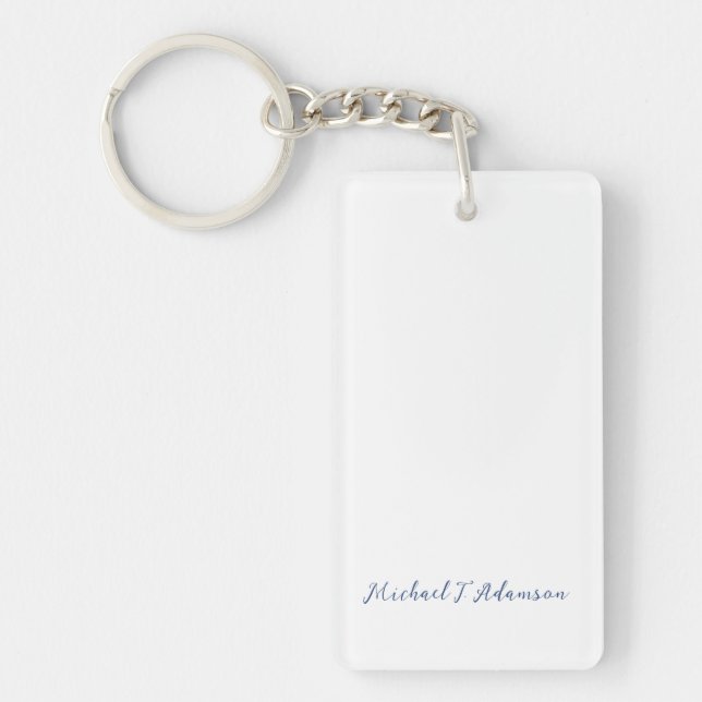 Porte-clefs Retro Style Elegant Plain White Calligraphy Name (Devant)