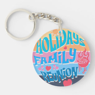 Porte-clefs Retro Sunset BBQ Réunion de Famille de Vacances De