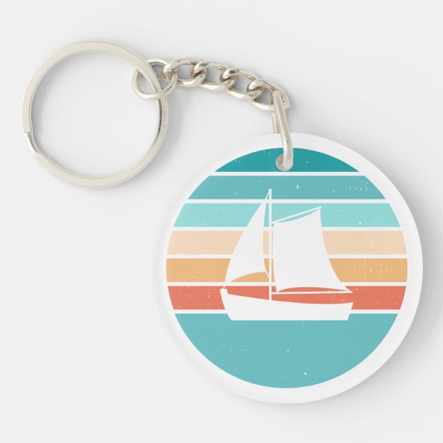 Porte-clefs Retro Sunset Effet Perdu + Voilier (Devant)